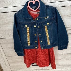 DKNY Kids Blue Jean Jacket with Gold Details